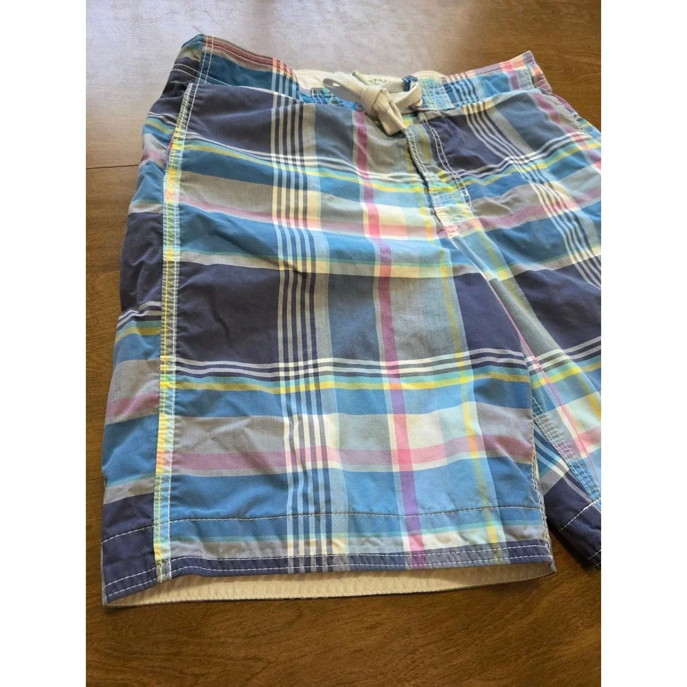 Abercrombie & Fitch Mens XL Blue Pink Plaid Board Shorts Swim Trunks Mesh Lined